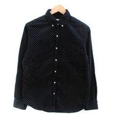 Coen Corduroy Shirt Men’s S Navy Off-White Cotton Casual Long Sleeve Excellent