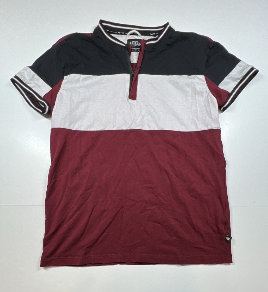 Artful Rebel Luxury Shirt Mens Size Medium Stretch Short Sleeve 1/4 Zip Cotton