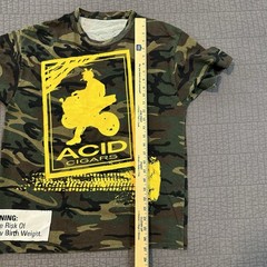 Vtg Y2K Acid Cigars T Shirt Men’s Large Camo Double Sided Graphic Tobacco Promo