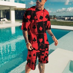 Summer Short Sleeve T-shirt Set Fashion Two Piece Street Short Sleeve 3D Printed