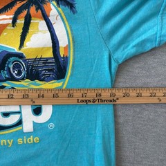 Jeep On The Sunny Side Graphic T-Shirt Mens Medium Turquoise Blue Jedco Beach
