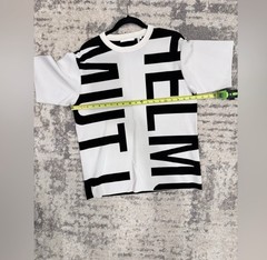 Helmut Lang White and Black Short Sleeve Logo Tee