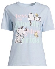 peanuts snoopy Women’s T-shirt Lees Monday More Friday Woodstock Blue MultiSizes