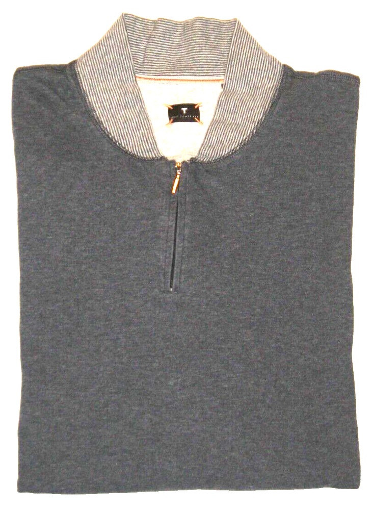 Men’s LEFT COAST TEE Heathered Blue L/S 1/4 Zip Jersey Knit Pullover XXL