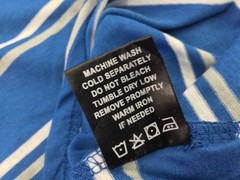 Men’s New T-Shirt Brooklyn Cloth M Blue Stripe Cotton Blend Crew Scoop Hem NWTs