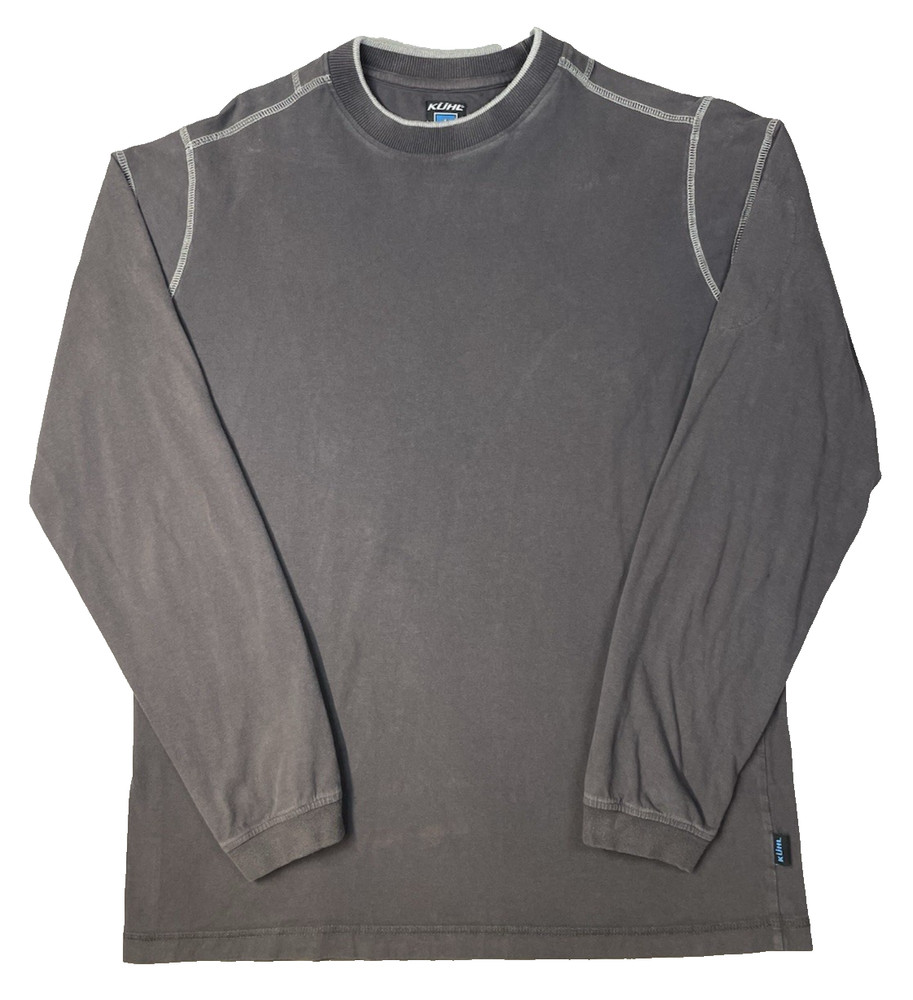 Kuhl Kommando Crew Shirt Mens Medium Gray Organic Cotton Long Sleeve Pocket
