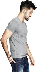 Men’s Elastic Slim Fit Crew-Neck T-Shirt Casual Solid Short Sleeve Tee Grey XL
