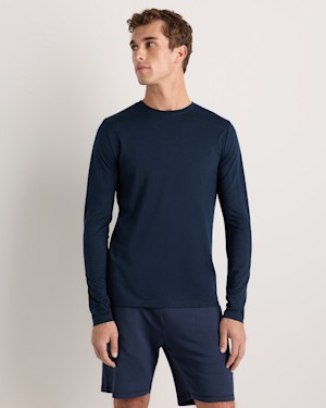 Quince Men 100% Merino Wool All-season Long Sleeve Base Layer Tee Blue M