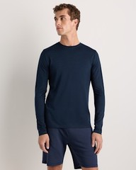 Quince Men 100% Merino Wool All-season Long Sleeve Base Layer Tee Blue M