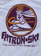 Vintage Patron Ski Pope John Paul II USA October 1979 T Shirt Velva Sheen 1970s