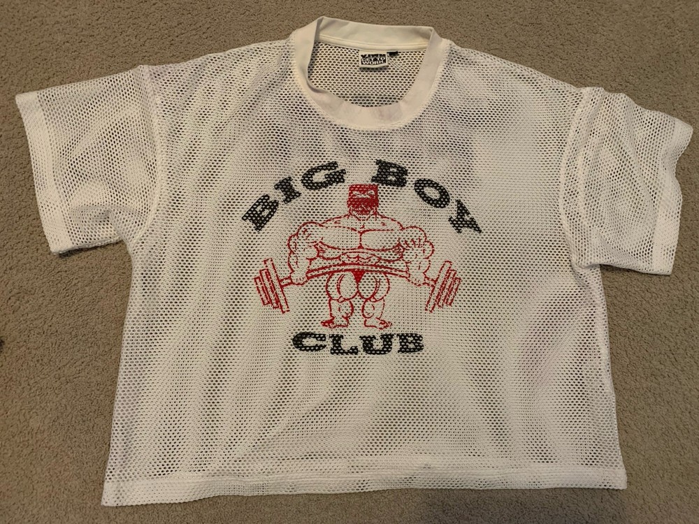 YIWO Big Boy Club Venice Beach Yeah I Workout Crop-top Bodybuilding Mesh Shirt