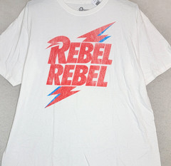 DAVID BOWIE Shirt Mens EXTRA LARGE XL WHITE Rebel Rebel Bolt NWT