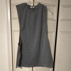 COOFANDY Men’s Gray Solid Knit Sleeveless Crew Neck T-Shirt Size S Poly/Spandex