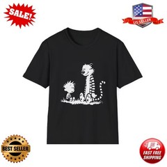 Calvin and Hobbes Black and White T-Shirt | Comic Strip Tee S-5XL