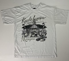 Vintage Kuala Lumpur Malaysia White Cotton T-shirt Medium Black Graphic Tee 90’s