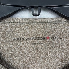 John Varvatos USA Henley Mens Large Brown Marled Waffle Knit Elbow Patch Casual