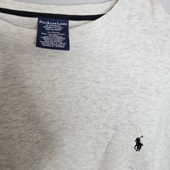 Polo Ralph Lauren Mens XL GrayCream Waffle Knit Thermal Long Sleeve Shirt Cotton