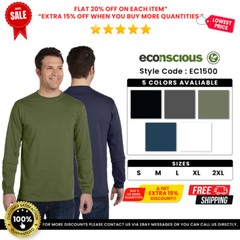 Econscious EC1500 Men’s Organic Ringspun Cotton Long Sleeve Tee Classic T-Shirt