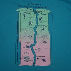 Vintage 90s Jerkwater Canoe Co T-Shirt XL Cyan Screen Stars Graphic Tee USA