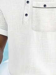 Mens Cotton Solid Color Shirt Stand Collar Casual Business Summer Beach Fun Gift