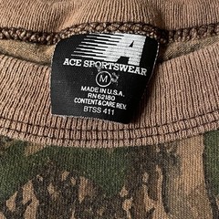Vintage Ace Sportswear Camo Single Stitch USA T-shirt Men’s Size Medium