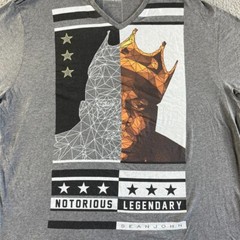Sean John T Shirt Mens 2XL XXL Gray Pullover Graphic Tee Notorious Legendary *