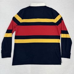 Nautica Striped Rugby Rugby Polo Shirt Men’s XL White Collar Long Sleeve