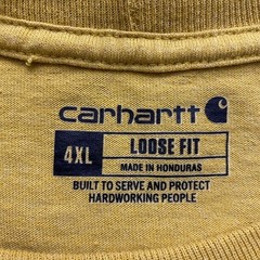 Carhartt T-Shirt Mens 4XL Mustard Yellow Loose Fit Long Sleeve Chest Pocket Logo