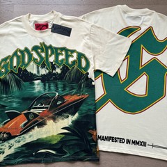 NEW Mens Godspeed Rainforest yacht print Washed Tee Short sleeved T-shirt