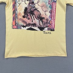 Vintage Texas Rodeo Shirt Men Medium Anvil Yellow Short Sleeve Single Stitch USA