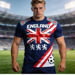 Three Lions Football England Shirt Quick Dry Breathable Sport Graphic Tee Men