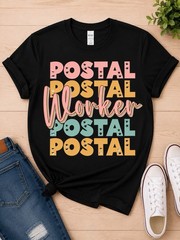 Gildan Postal Worker Graphic Tee Cotton Crew Neck Short Sleeve One Size
