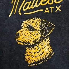 Maltese ATX Graphic T Shirt Black Acid Wash Dog Print Size Small
