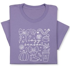 Cozy Season Fall Doodle T-Shirt, Pumpkin Coffee Autumn Graphic Tee