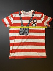 Where’s Waldo Mens Waldo Red White Striped Costume Shirt Size Large