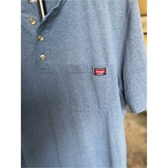 Wrangler Heathered Blue Short-Sleeve Henley with Chest Pocket, Men’s XL