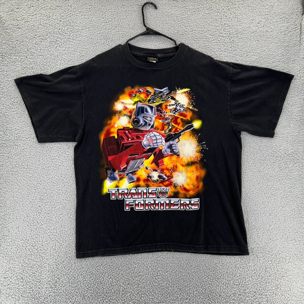 Vintage 90s TRANSFORMERS Single Stitched T Shirt CHANGES Tag Black READ
