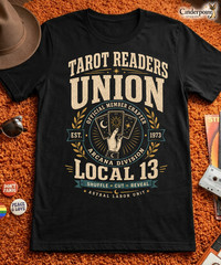 Tarot Readers Union Local 13 T-Shirt Witchy Tarot Card Reading Tee Black XS-5XL