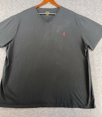 Polo Ralph Lauren Shirt Mens 2XB Black Short Sleeve Red Pony T-shirt V-neck