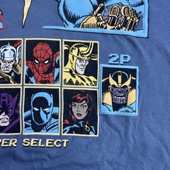 Marvel Player Select Captain America V Thanos Pixel Blue T-Shirt Mens Size XL