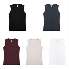 Solid Color Sleeveless T-shirt For Men Sport Fitness Vest Pure Cotton Sweatshirt