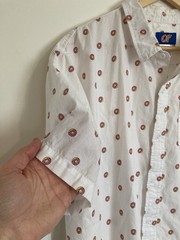 Odd Future OFWGKTA Classic Donut Logo Button-Up Shirt L White Short Sleeve Rap