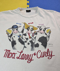 Changes Vintage 1987 Three Stooges Cow Graphic Promo T Shirt Mens Size XL