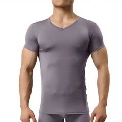 Mens Sport Gym T-Shirt Sexy Muscle Tops Fitness Short Sleeve Tee V-Neck Tights
