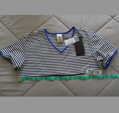 Tom of Finland TOF Paris Sailor Crop Top, blue, size L, NWT