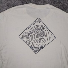 Hang Ten Surf Company Waves on Back Beige T Shirt Men’s Size Large Tee