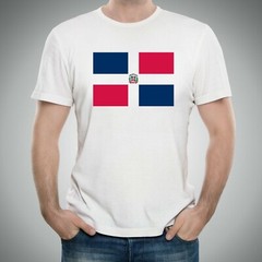 Dominican Republic Latin American Flag Basic Cotton T-Shirt – White