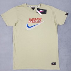 Vintage Nike Shirt Mens L Beige Embroidered Big Swoosh Spell Out NWT Y2K Tee