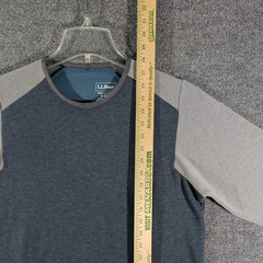 LL Bean Shirt Mens Medium Gray Blue Crew Wool Blend Fleece Lined Long Sleeve