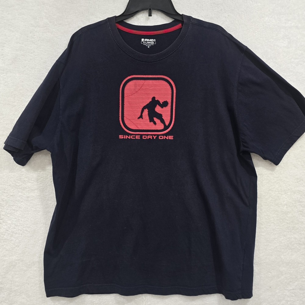 And1 Men’s Y2K Black Basketball Short Sleeve T-shirt Size XL “Since Day One”